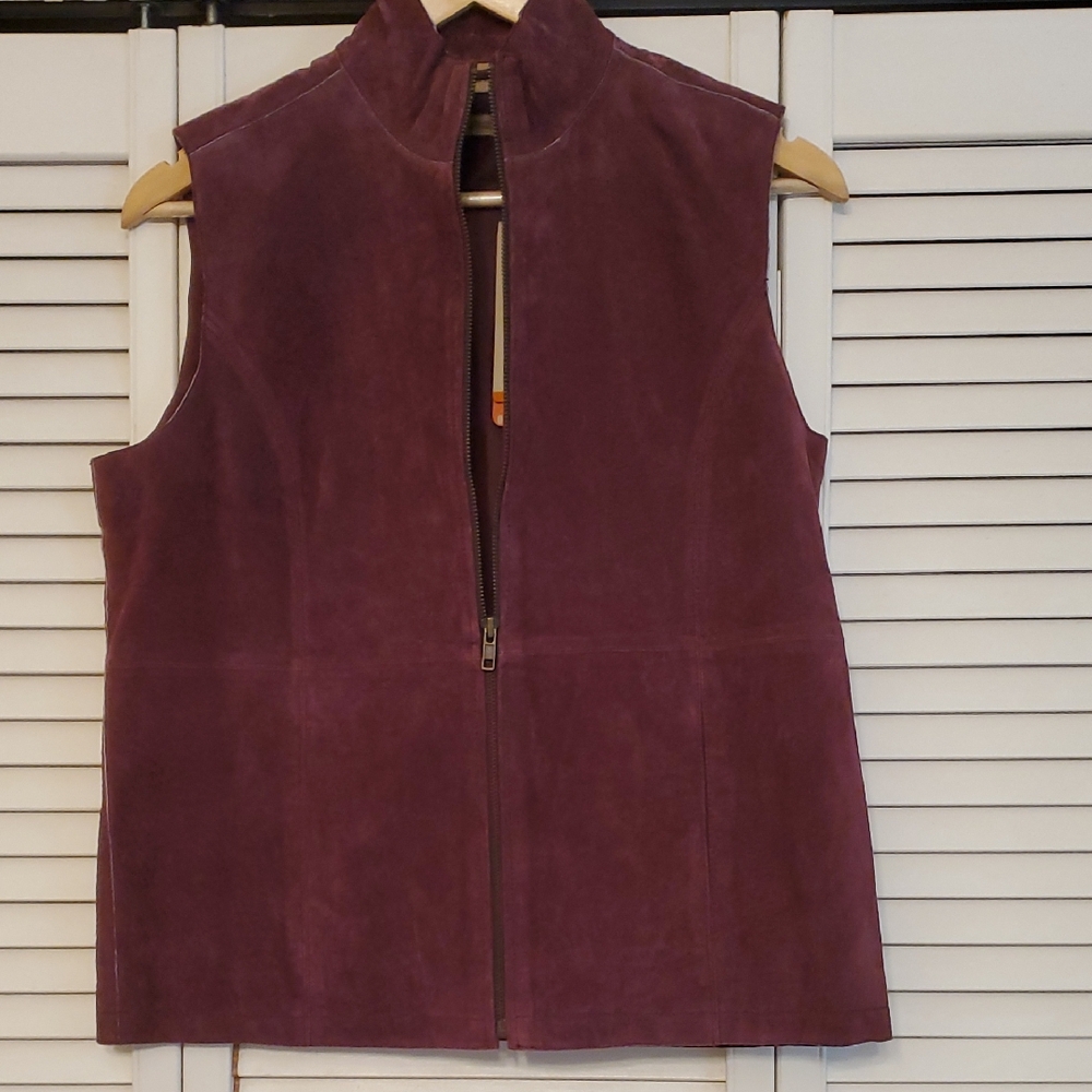Ruff Hewn Plum Purple Leather Suede Vest Festival, Size Medium